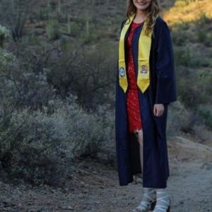 Navy graduation gown